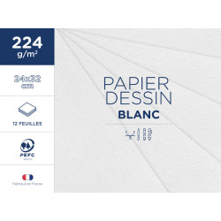 3760403700057 - POCHETTE 12F DESSIN BLANC 24X32 224G 1ER PRIX