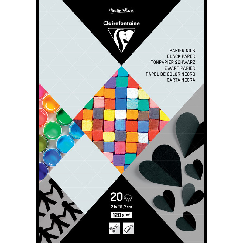 3329680972450 - BLOC PAPIER NOIR 20F 21X29,7CM 120G