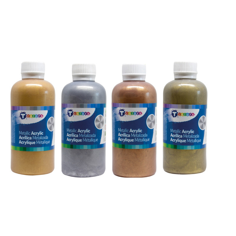 3760002572512 - ACRYLIQUE METALLISEE 4 FLACONS 250ML ASSORTIS
