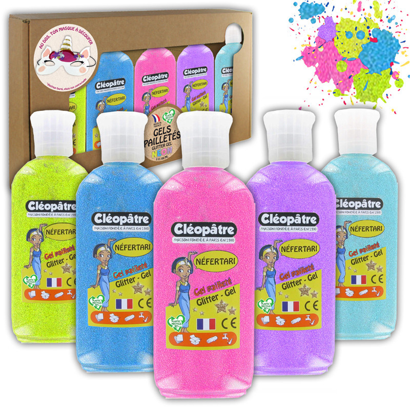3134725015050 - 5 GELS PAILLETTES 100ML COLORIS NEONS ASSORTIS