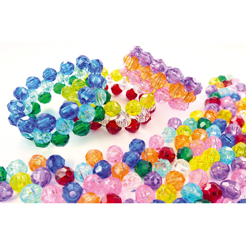 8428885489949 - 1 600 PERLES PLASTIQUES RONDES À FACETTE