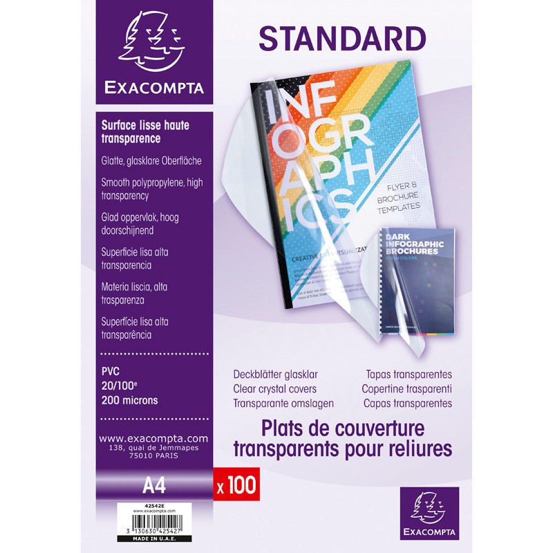 3130630425427 - 100 COUVERTURES PLASTIQUE INCOLORE 20/100EME