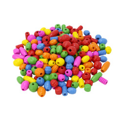 3700773320530 - PERLES BOIS FORMES ET COLORIS ASSORTIS 500G