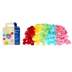 3701385301634 - 400 BOUTONS RÉSINE TAILLES ET COLORIS ASSORTIS