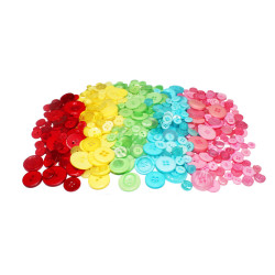 3701385301634 - 400 BOUTONS RÉSINE TAILLES ET COLORIS ASSORTIS