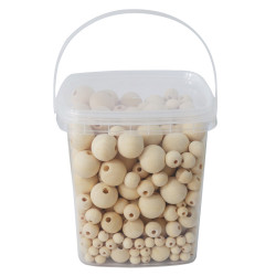 3700773320431 - 600 PERLES BOIS COLORIS NATUREL TAILLES ASSORTIES