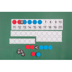 4260414065149 - TABLEAU MAGNETIQUE DE CALCUL POUR LE PROFESSEUR + 22 JETONS ROUGE/BLEU + 10 SIGNES D'OPERATIONS