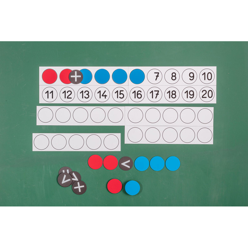 4260414065149 - TABLEAU MAGNETIQUE DE CALCUL POUR LE PROFESSEUR + 22 JETONS ROUGE/BLEU + 10 SIGNES D'OPERATIONS