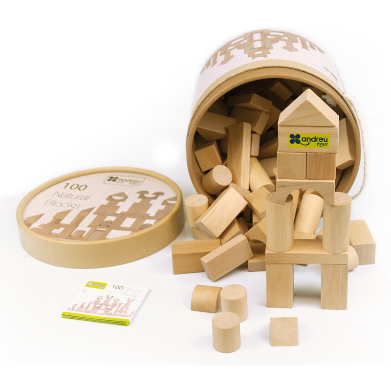 8416040161014 - BLOCS EN BOIS NATUREL 100 PIÉCES
