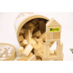 8416040161014 - BLOCS EN BOIS NATUREL 100 PIÉCES