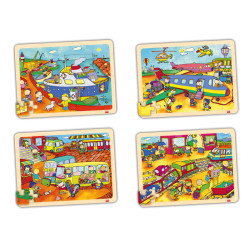 8426804521350 - 4 PUZZLES BOIS LES TRANSPORTS 35 PIECES