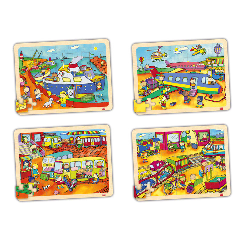 8426804521350 - 4 PUZZLES BOIS LES TRANSPORTS 35 PIECES