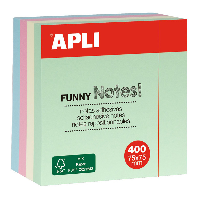 8410782109723 - 400F NOTES REPOSITIONNABLES 75X75 COLORIS PASTELS ASSORTIS
