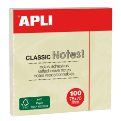 8410782109754 - 100F NOTES REPOSITIONNABLES 75X75 JAUNE
