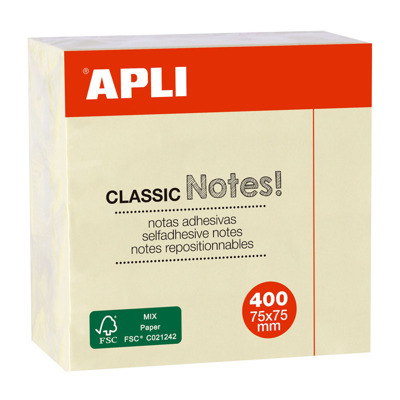 8410782115977 - 400F NOTES REPOSITIONNABLES 75X75 JAUNE