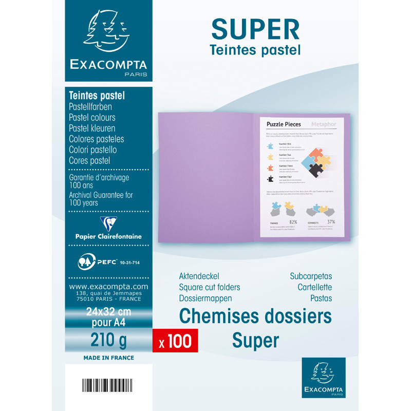 3288583300107 - 10 CHEMISES DOSSIER QUALITÉ SUPÉRIEURE BLEU