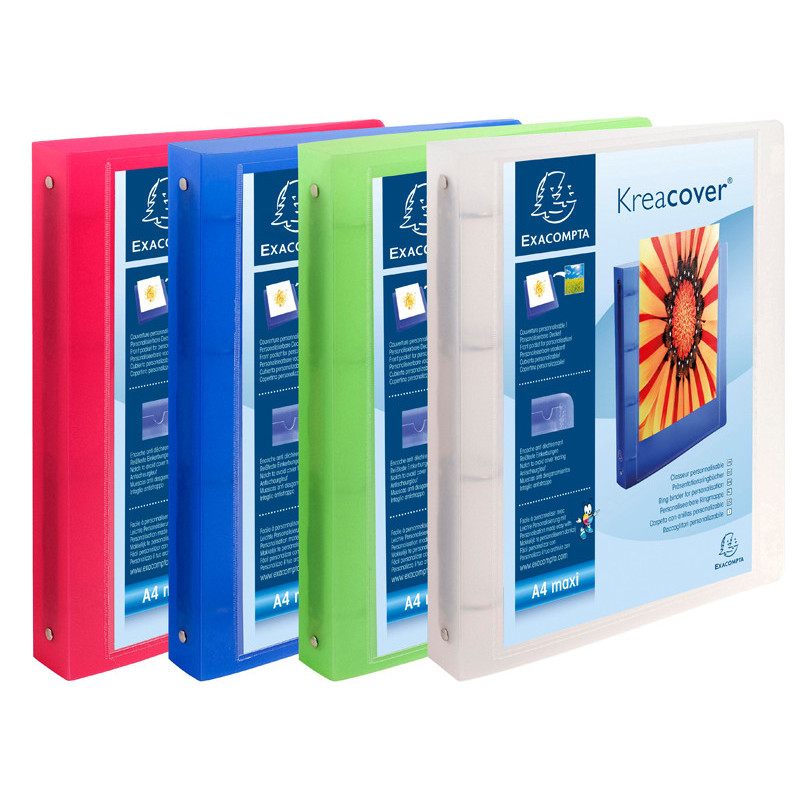 3130630518693 - KRÉACOVER CLASSEUR PERSONNALISABLE A4 D40 COLORIS ASSORTIS