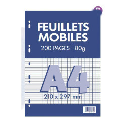 3020120107820 - FEUILLETS MOBILES 21X29,7 200P SÉYÈS 80G BLANC