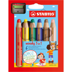 4006381346900 - WOODY 6 CRAYONS COLORIS ASSORTIS