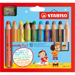 4006381346917 - WOODY 10 CRAYONS COLORIS ASSORTIS