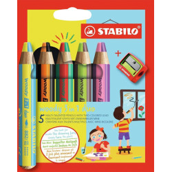 4006381573443 - WOODY DUO 5 CRAYONS COLORIS ASSORTIS