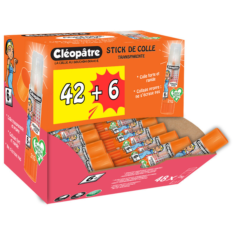3134725024144 - CLASSPACK 48 BÂTONS COLLE TRANSPARENTE 21G DONT 6 GRATUITS