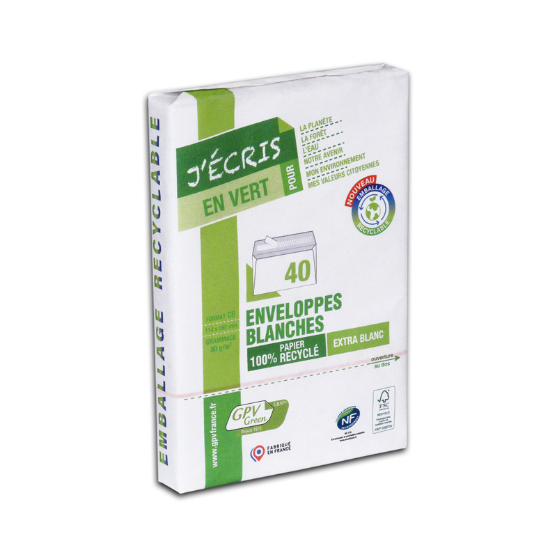 32506503111217 - 40 ENVELOPPES RECYCLÉES 114X162MM