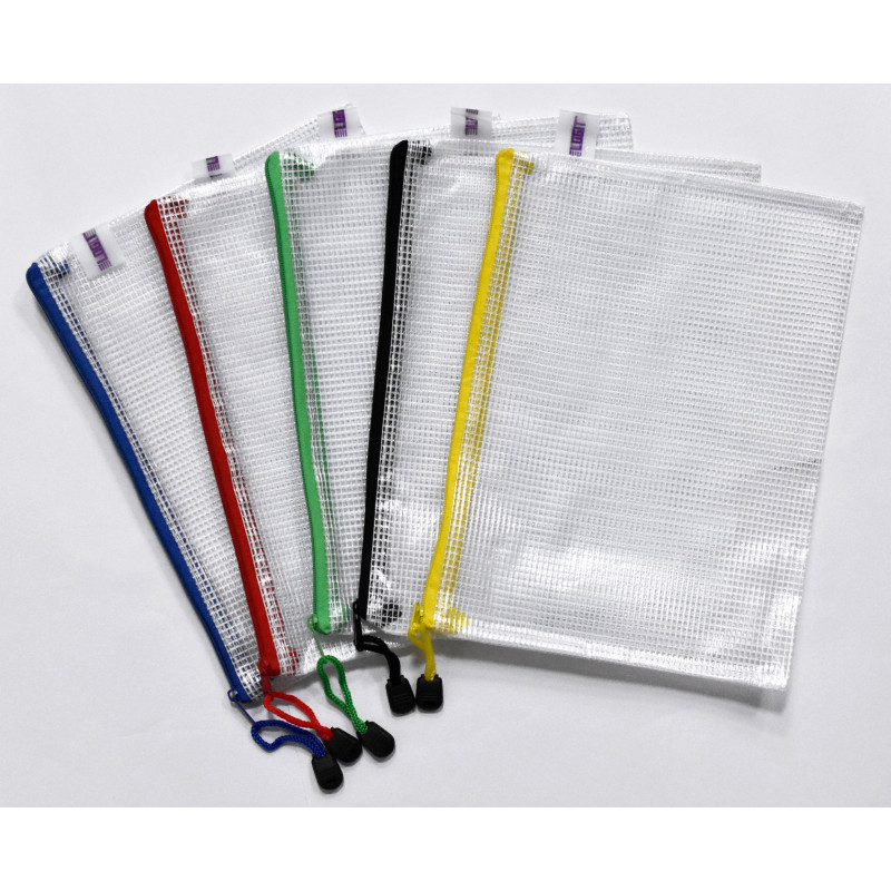 5021203969029 - 5 POCHETTES ZIP COULEUR FORMAT A5