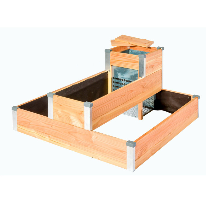 3598761421778 - POTAGER BOIS 2 ETAGES AVEC COMPOSTEUR, MATERIEL ET GRAINES