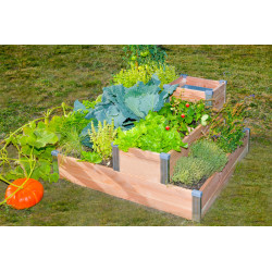 3598761421778 - POTAGER BOIS 2 ETAGES AVEC COMPOSTEUR, MATERIEL ET GRAINES