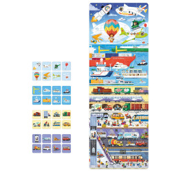 - PUZZLE + LES TRANSPORTS 62 PIECES + 32 CARTES ILLUSTREES