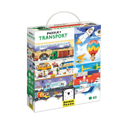 - PUZZLE + LES TRANSPORTS 62 PIECES + 32 CARTES ILLUSTREES