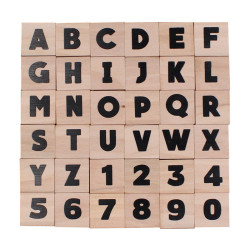 3701385305038 - 36 TAMPONS BOIS ALPHABET ET CHIFFRES