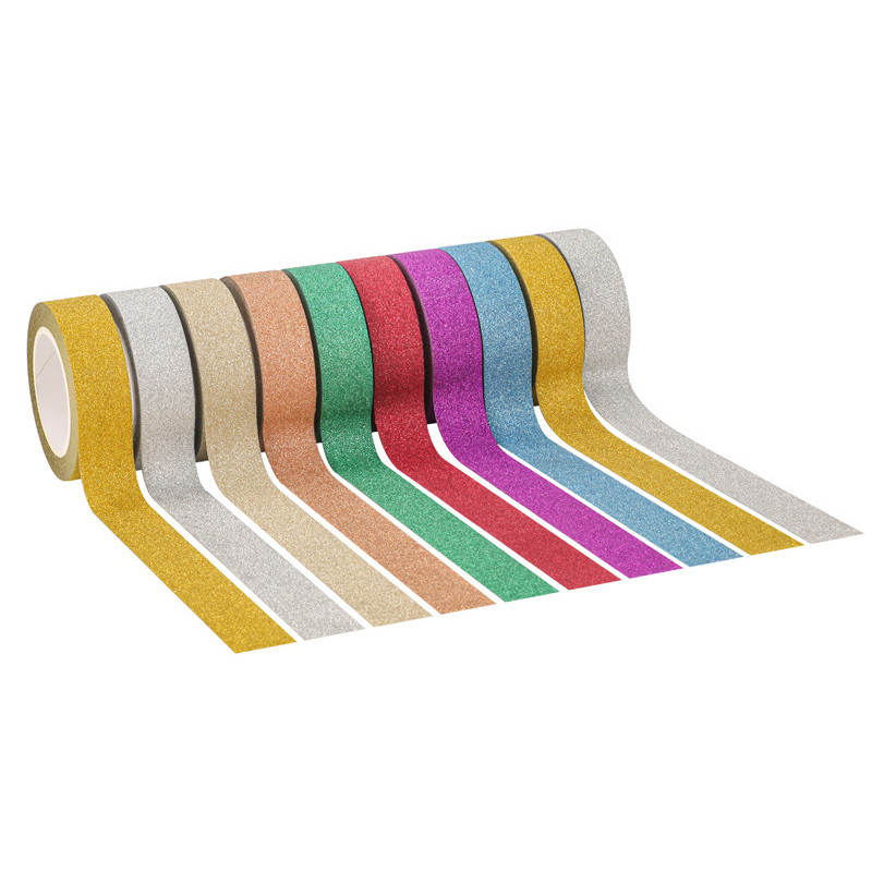 3700773322794 - 10 RUBANS ADHESIFS COLORIS PAILLETES ASSORTIS 15MMX10M