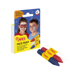 8412027034838 - FACE PAINT 3 STICKS MAQUILLAGE COLORIS BLANC, ROUGE ET BLEU