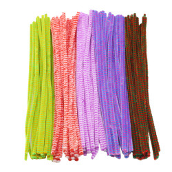 3700773322008 - 100 CHENILLES BICOLORES 6MMX30CM 5 COLORIS ASSORTIS