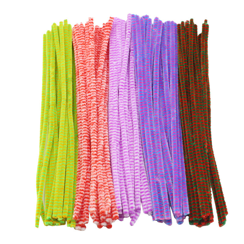 3700773322008 - 100 CHENILLES BICOLORES 6MMX30CM 5 COLORIS ASSORTIS