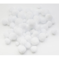 3700773321841 - 150 POMPONS BLANCS 3 TAILLES ASSORTIES