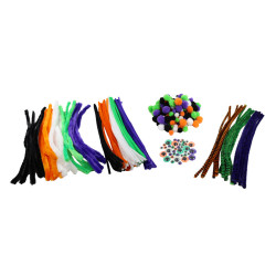 3701385309395 - MAXI PACK CHENILLES YEUX MOBILES ET POMPONS HALLOWEEN