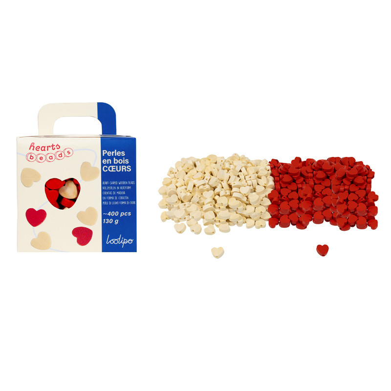 3701385309449 - 400 PERLES CŒURS 2 COLORIS ASSORTIS
