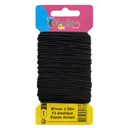 3700773323173 - 1 BOBINE FIL ELASTIQUE NOIR 1MMX25M