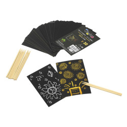 3700773321674 - 30 CARTES A GRATTER METALLISEES 10X15CM OR OU ARGENT + 10 BATONNETS