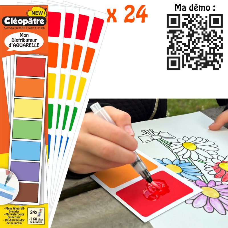 3134725026759 - 1 BLOC PEINTURE 24 FEUILLES DETACHABLES 7 COLORIS ASSORTIS