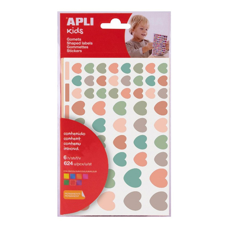 8410782194521 - 624 GOMMETTES CŒURS TAILLES ET COLORIS NORDIQUES ASSORTIS