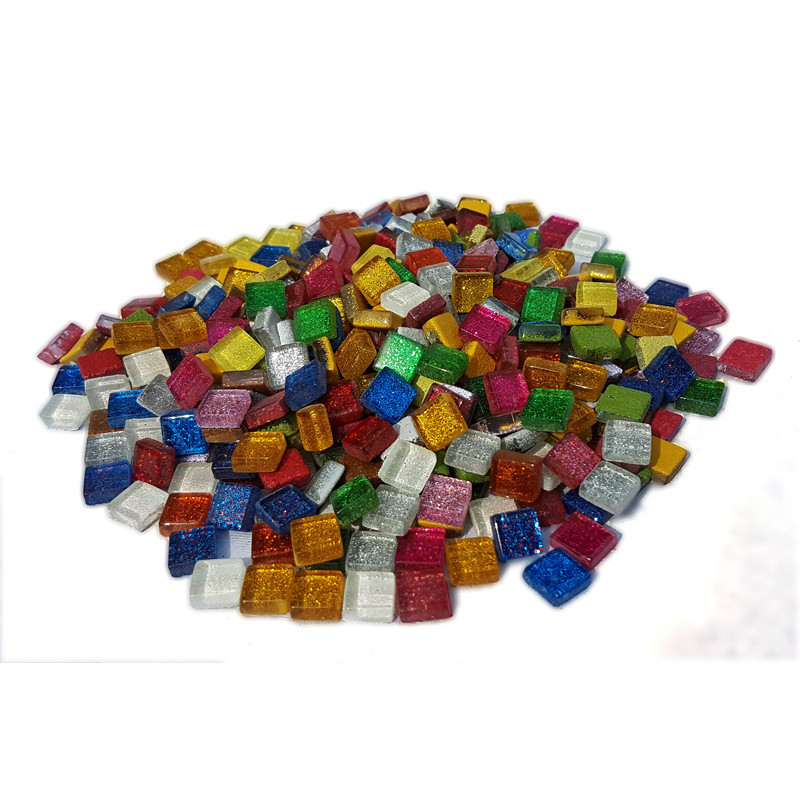 3760002572826 - MOSAÏQUES VERRE CARRÉES PAILLETÉES 1X1CM POT DE 500G