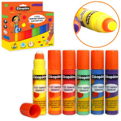 3134725018952 - 6 P'TITS TAMPONS GOUACHE 50ML RECHARGEABLES COLORIS ASSORTIS