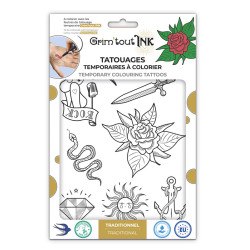 3700010425264 - 1 FEUILLE TATOOS A COLORIER THEME ROCK