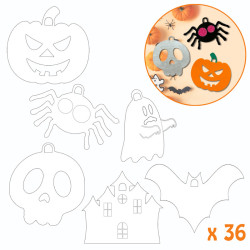 3134725024700 - 36 SUSPENSIONS CARTON HALLOWEEN 6 FORMES ASSORTIES