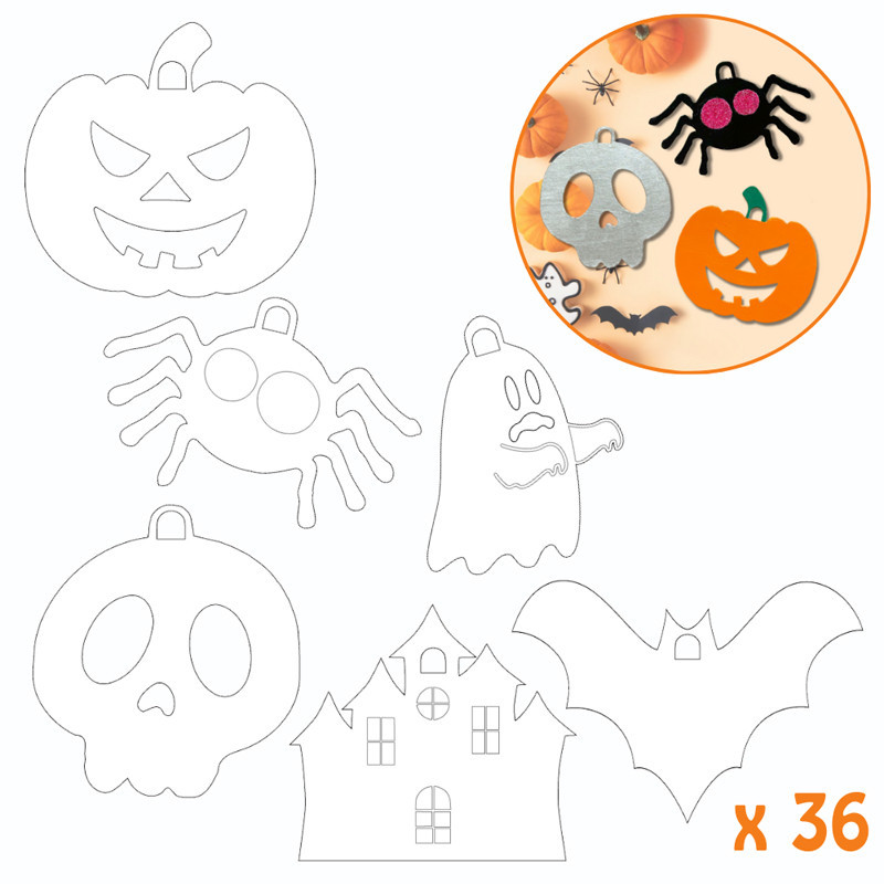 3134725024700 - 36 SUSPENSIONS CARTON HALLOWEEN 6 FORMES ASSORTIES