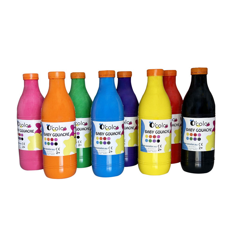 3700773320950 - BABY GOUACHE 8 FLACONS 1L COLORIS ASSORTIS